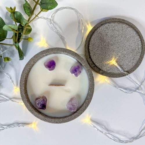 Sojų vaško žvakė su ametistu