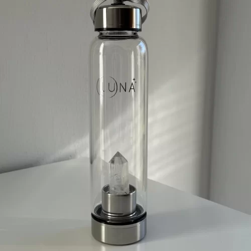 Stiklinė gertuvė su kalnų krištolu