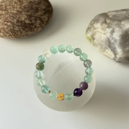 Fluorito kristalų apyrankė