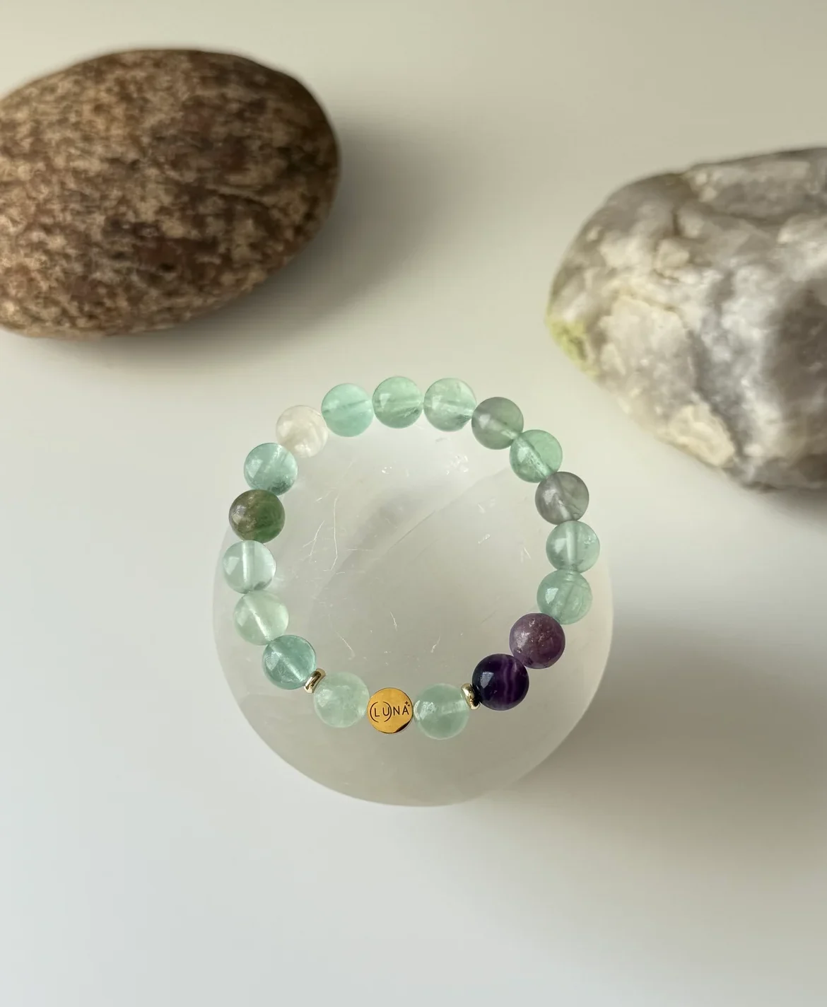 Fluorito kristalų apyrankė