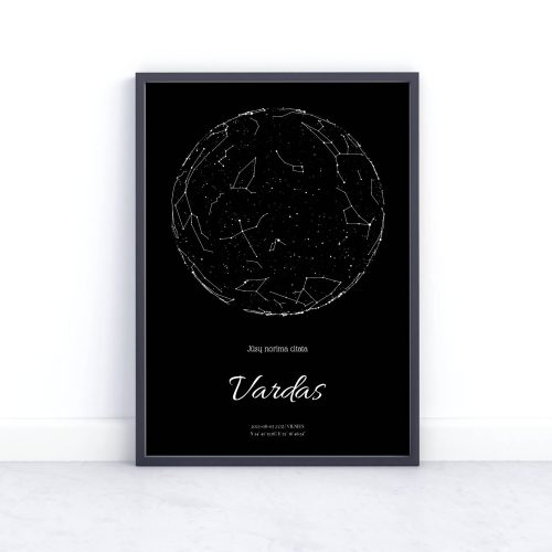Minimalistinis žvaigždėlapis Pasaulis - įamžink svarbią gyvenimo akimirką