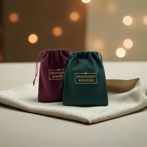 dėkingumo kortelės maišelyje