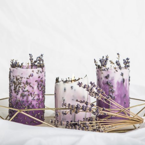 Sojų vaško žvakė su levandų šakelėmis 4