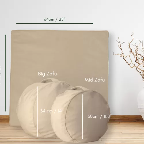 Prabangus meditacijos pagalvėlės ir kilimėlio rinkinys Zafu didelis