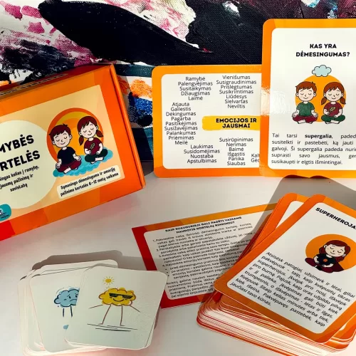 Sąmoningumo ir emocijų pažinimo kortelių rinkinys vaikams